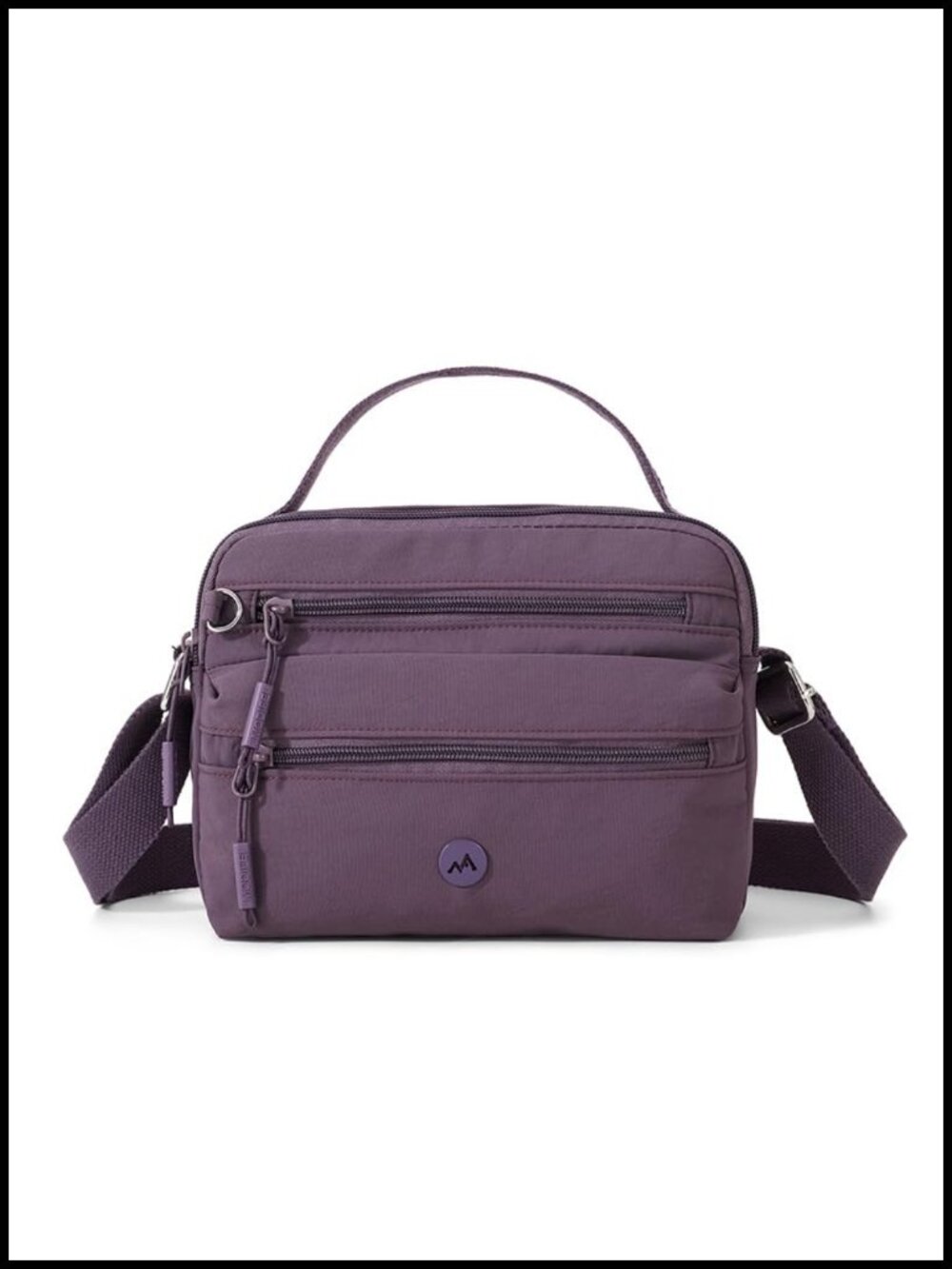 Nylon Crossbody Bag Small Travel Purse Mini Tote Water Resistant Multi-Zipper